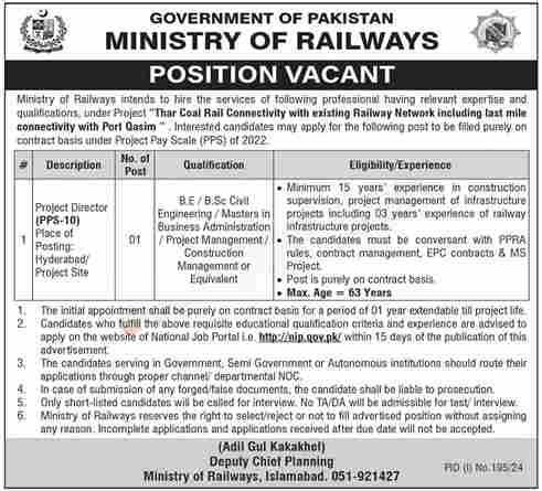 Latest Ministry of Railways Jobs in Islamabad July 2024 Advertisement