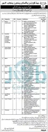 Latest Pakistan Rangers Jobs in Lahore July 2024 Advertisement Application Form